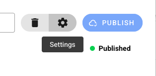 Settings and publish options displayed in a user interface for content management.